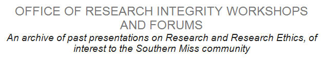 Office of Research Integrity Workshops and Forums